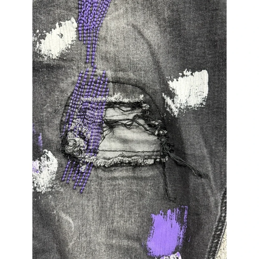 Switch Remarkable Men's Black Distressed Jeans Paint Splatter 40x32